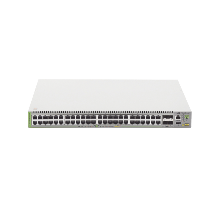 Switch PoE+ Administrable CentreCOM GS980M, Capa 3 de 48 puertos 10/100/1000Mbps + 4 SFP Gigabit, 740 W