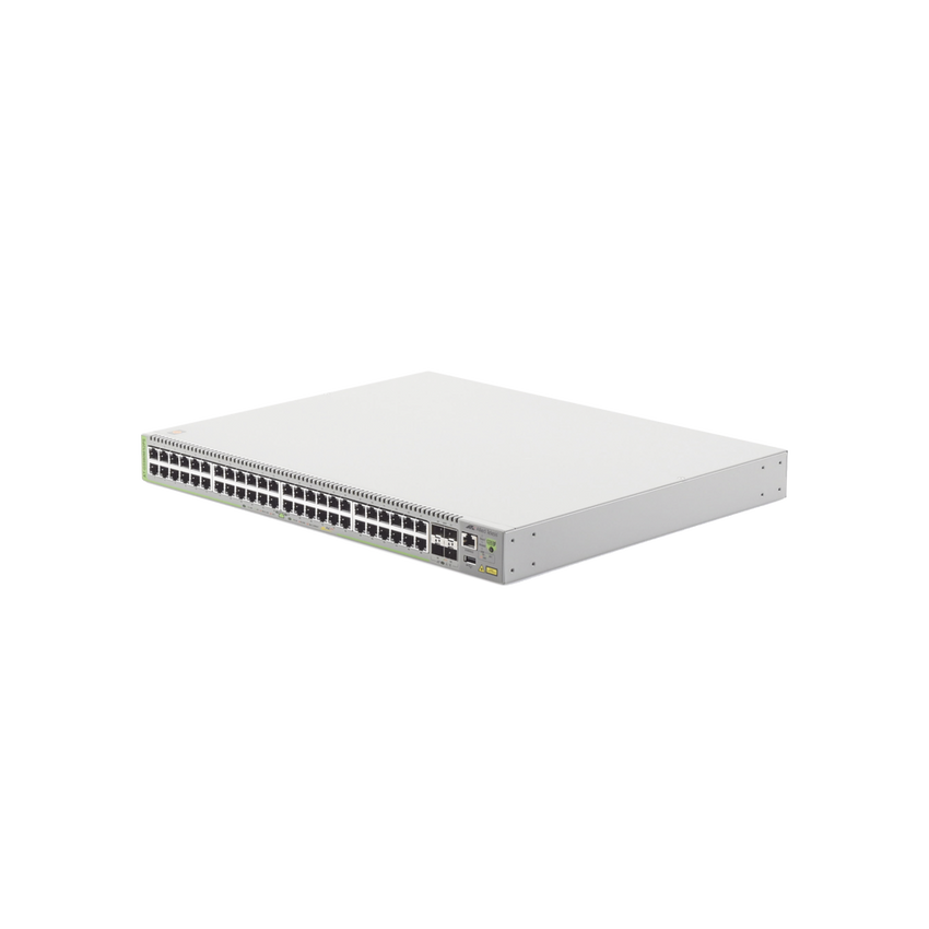 Switch PoE+ Administrable CentreCOM GS980M, Capa 3 de 48 puertos 10/100/1000Mbps + 4 SFP Gigabit, 740 W