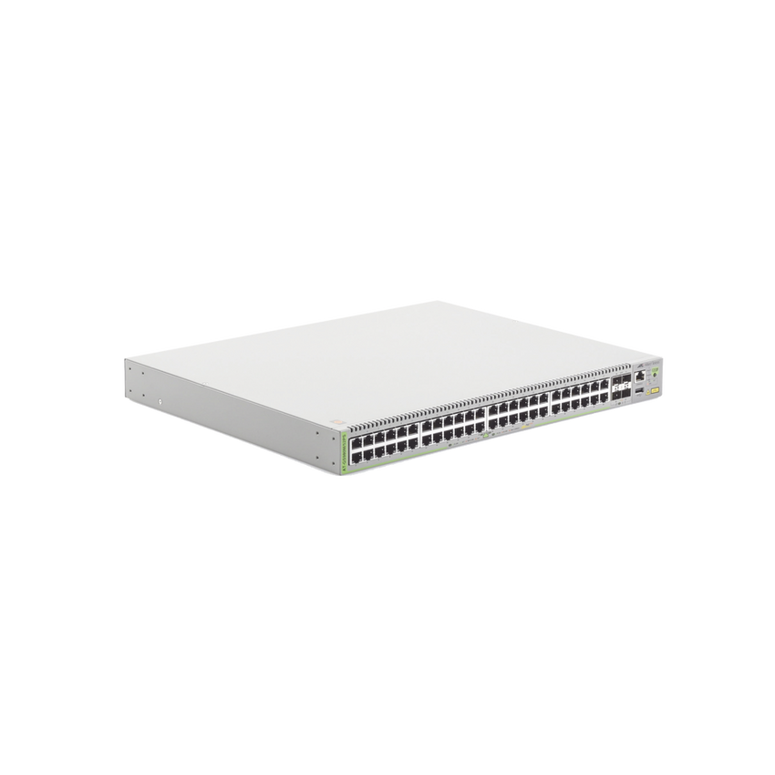 Switch PoE+ Administrable CentreCOM GS980M, Capa 3 de 48 puertos 10/100/1000Mbps + 4 SFP Gigabit, 740 W