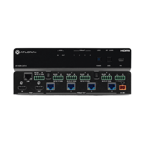 Amplificador de distribución HDBaseT 4K HDR de cuatro salidas