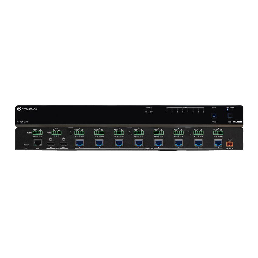 Amplificador de distribución HDBaseT 4K HDR de ocho salidas