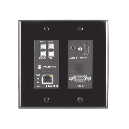 (TX ONLY) TWO-INPUT WALL PLATE SWITCHER FOR HDMI AND VGA SOURCES (BLACK)