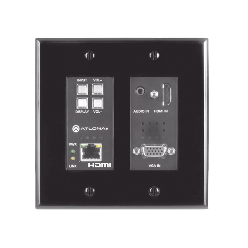 (TX ONLY) TWO-INPUT WALL PLATE SWITCHER FOR HDMI AND VGA SOURCES (BLACK)