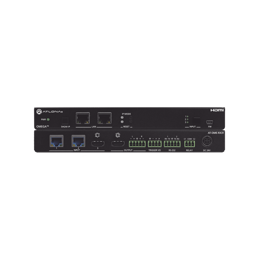 OMEGA 4K/UHD RECEVIER WITH DUAL HDBASET INPUTS ;  HDMI INPUT AND HDMI OUTPUT