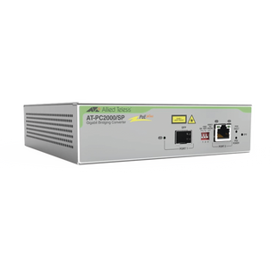 Convertidor de medios Gigabit Ethernet PoE+ a fibra óptica con puerto SFP Gigabit, la distancia y tipo de fibra óptica depende del transceptor