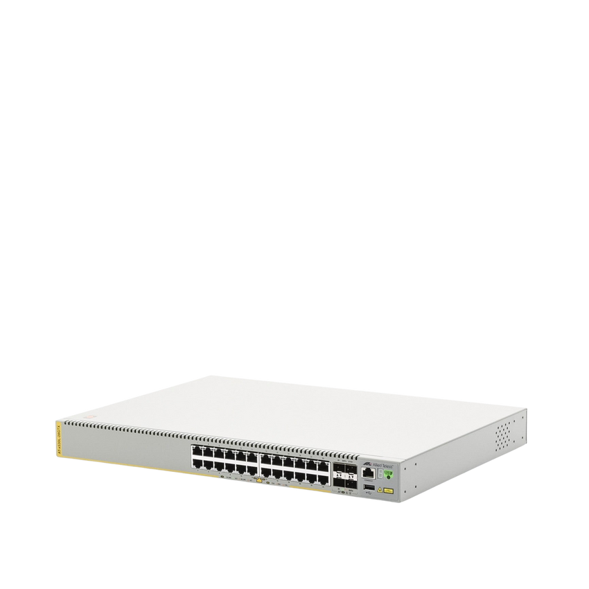 Switch inteligente de distribución o core, Stackeable, Capa 3, 24 x 1000 Mbps + 4 x SFP+ 10 G, Doble fuente de alimentación redundante
