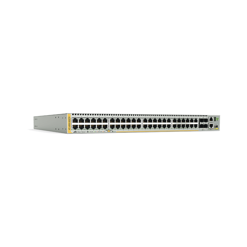 Switch Stackeable Capa 3, 48 puertos 10/100/1000 Mbps + 4 puertos SFP+ 10 G y dos bahías hotswap PSU, Versión Federal