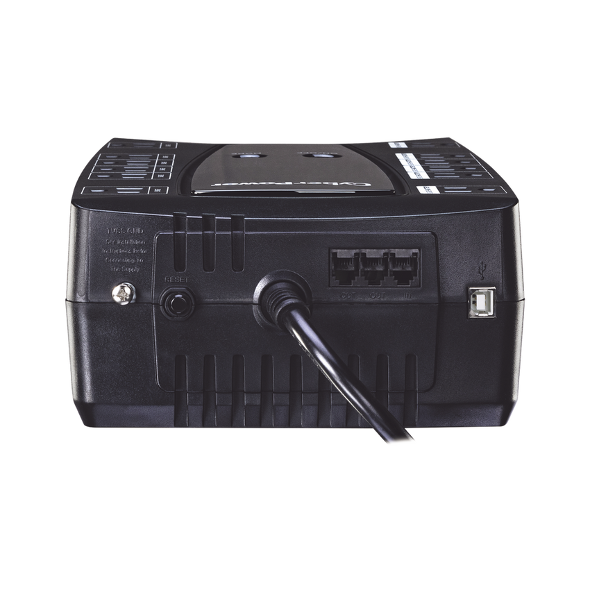 UPS de 750 VA/450 W, Topología Línea Interactiva, Entrada 120 Vca NEMA 5-15P, Tipo Gabinete Compacto, Con 12 Tomas NEMA 5-15R
