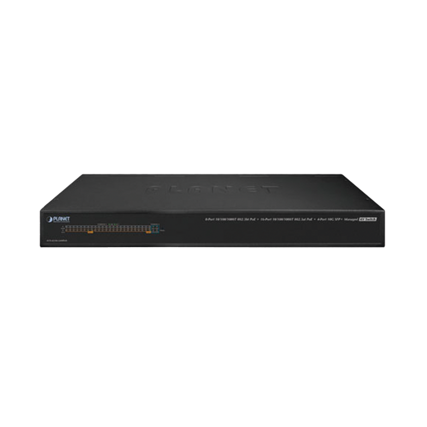 Switch AV Profesional para Integraciones Audiovisuales, , 8 Puertos PoE Gigabit 802.3bt, 16 Puertos PoE Gigabit 802.3at, 4 Puertos SFP 10 G, Hasta 450 W de Potencia