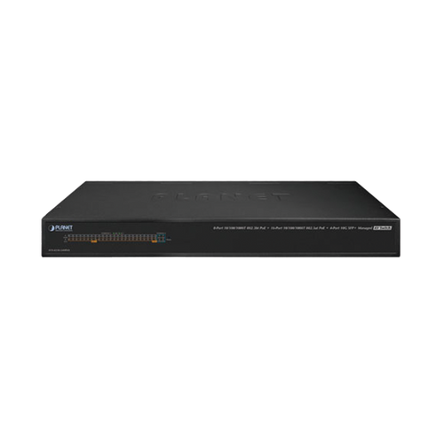 Switch AV Profesional para Integraciones Audiovisuales, , 8 Puertos PoE Gigabit 802.3bt, 16 Puertos PoE Gigabit 802.3at, 4 Puertos SFP 10 G, Hasta 450 W de Potencia