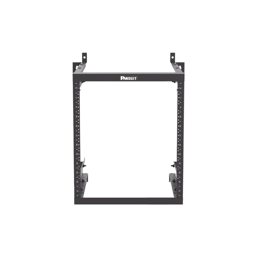 Rack PanZone® de Montaje en Pared, de 19in, Profundidad Ajustable, Rieles Numerados y Roscados #12-24, 12 UR, Color Negro