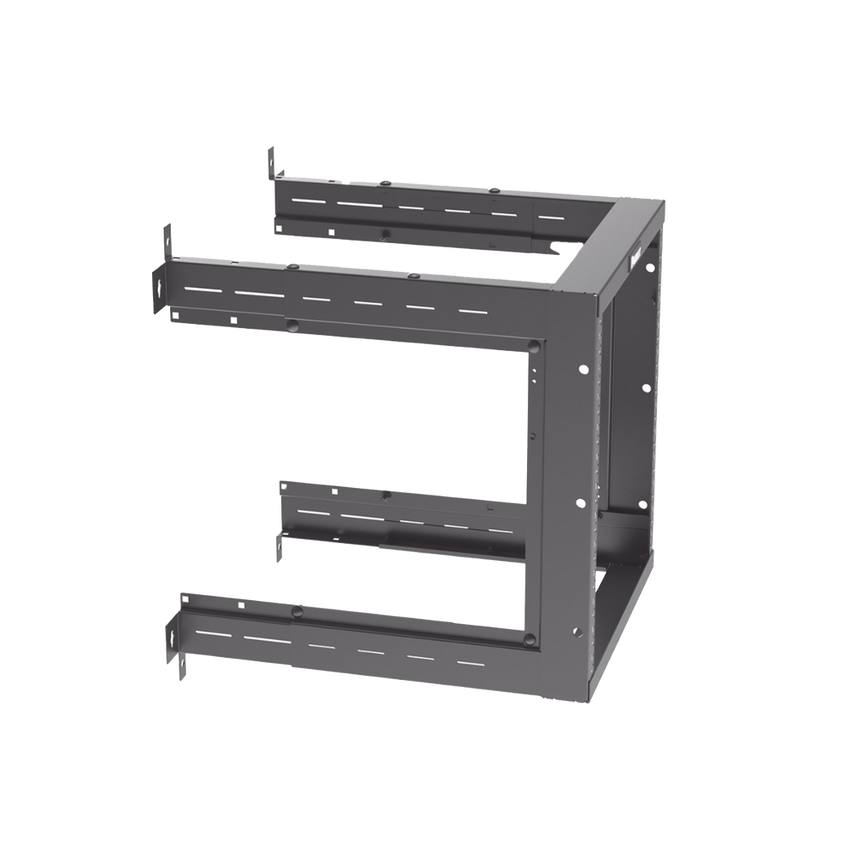 Rack PanZone® de Montaje en Pared, de 19in, Profundidad Ajustable, Rieles Numerados y Roscados #12-24, 12 UR, Color Negro