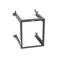 Rack PanZone® de Montaje en Pared, de 19in, Profundidad Ajustable, Rieles Numerados y Roscados #12-24, 12 UR, Color Negro