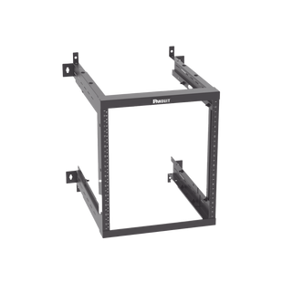 Rack PanZone® de Montaje en Pared, de 19in, Profundidad Ajustable, Rieles Numerados y Roscados #12-24, 12 UR, Color Negro