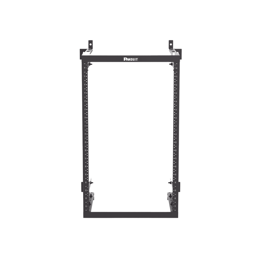 Rack PanZone® de Montaje en Pared, de 19in, Profundidad Ajustable, Rieles Numerados y Roscados #12-24, 18 UR, Color Negro