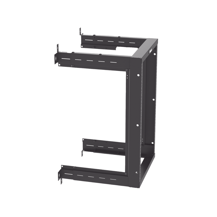 Rack PanZone® de Montaje en Pared, de 19in, Profundidad Ajustable, Rieles Numerados y Roscados #12-24, 18 UR, Color Negro