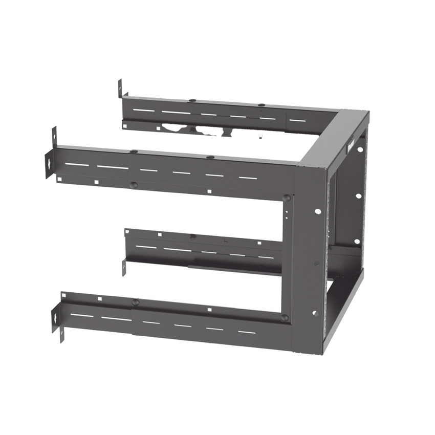 Rack PanZone® de Montaje en Pared, de 19in, Profundidad Ajustable, Rieles Numerados y Roscados #12-24, 9 UR, Color Negro