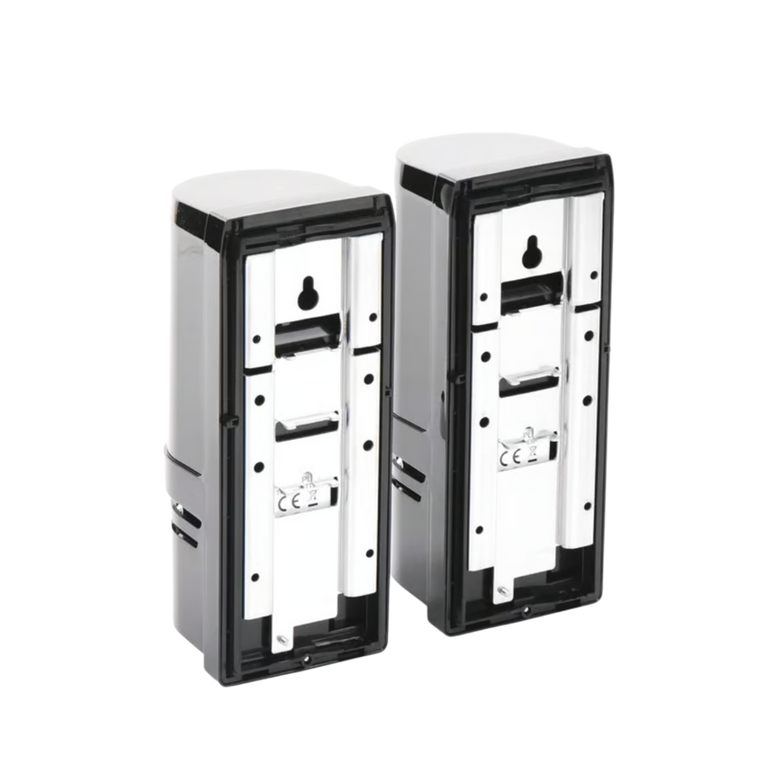 Barrera fotoelectrica de 100 metros con la mejor tecnologia de deteccion de patrones para reducir falsas alarmas / Alámbrico / 2 rayos / compatible con cualquier panel de alarma