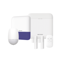 (AX PRO) KIT de Alarma AX PRO con GSM (3G/4G) / Incluye: 1 Hub con bateria de respaldo / 1 Sensores PIR / 2 Contactos Magnéticos / 1 Control Remoto / 1 Sirena Inalambrica Exterior / WiFi / Compatible con Hik-Connect P2P