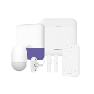 (AX PRO) KIT de Alarma AX PRO / Incluye: 1 Hub con bateria de respaldo / 1 Sensores PIR / 1 Montaje Universal para PIR / 2 Contactos Magnéticos / 1 Teclado / 1 Sirena Inalambrica Exterior / WiFi / Compatible con Hik-Connect P2P