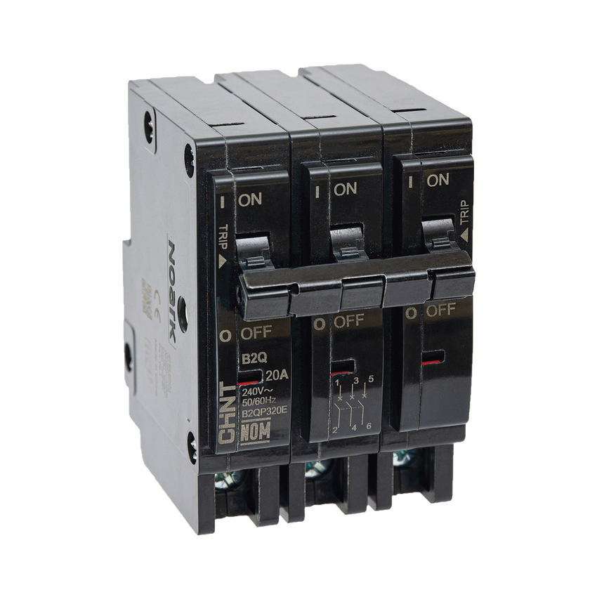 MCB - Interruptor Termomagnético Enchufable, Serie: B2Q, 3P, 15A, 240V (SKU:1002294)