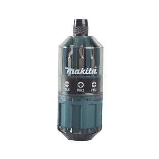 Desarmador Makita Con 18 Puntas intercambiables Tipo: Ph 2, Pz 1, Pz 2, Pz 3, SI 4, SI 5, SI 6.