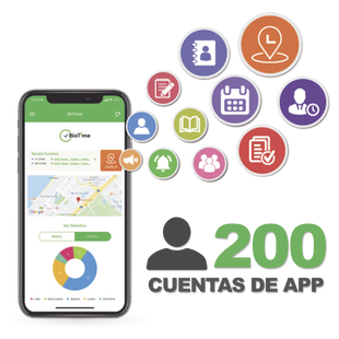Licencia para realizar checadas de asistencia desde Smartphone (APP) con envío de fotografía y ubicación por GPS / Compatible con BIOTIMEPRO / Licencia para 200 usuario