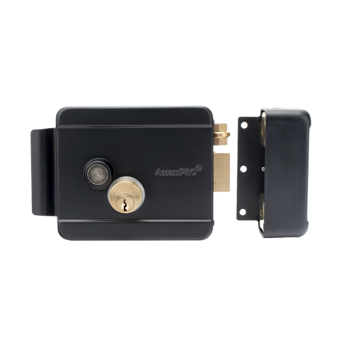 Cerradura Eléctrica con Botón de Salida / Incluye Llave  / Exterior / Derecha / Color Negro