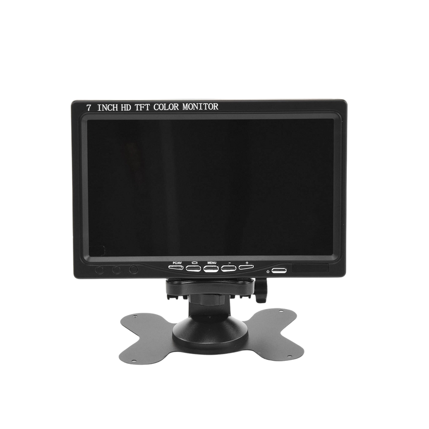 Monitor 7" TFT-LCD ideal para colocar en vehículos o DVR/NVR.  Entradas de video HDMI, VGA y RCA (CVBS)