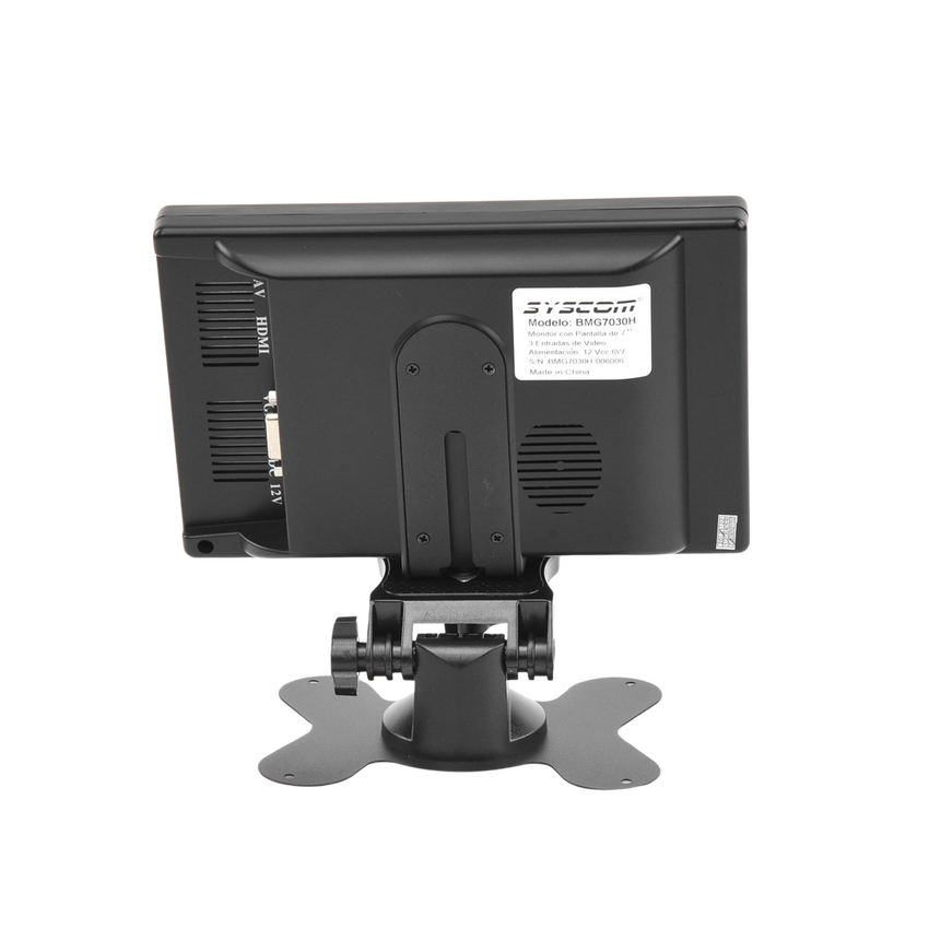 Monitor 7" TFT-LCD ideal para colocar en vehículos o DVR/NVR.  Entradas de video HDMI, VGA y RCA (CVBS)
