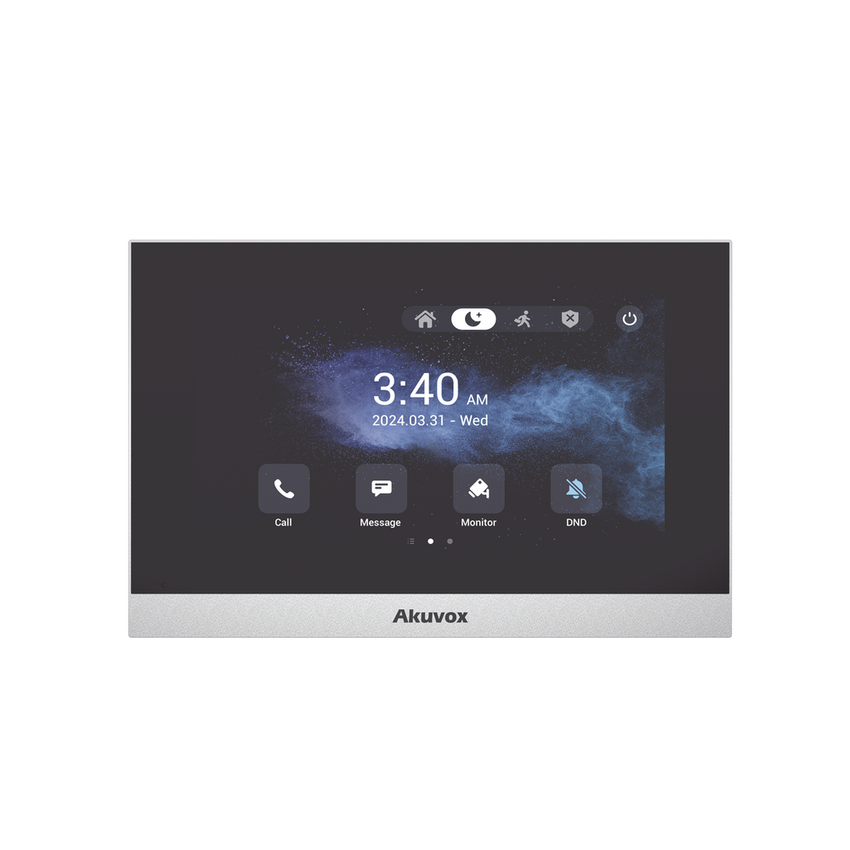 Monitor ANDROID / Soporta APP Android / Pantalla Touch Screen LCD 7" / WiFi / Punto WIFI / Bluetooth / PoE / SIP / 8 Entradas de Alarma / 1 Salida de Relé / Comunicación con App de Familiares / Administración 100 % en la Nube