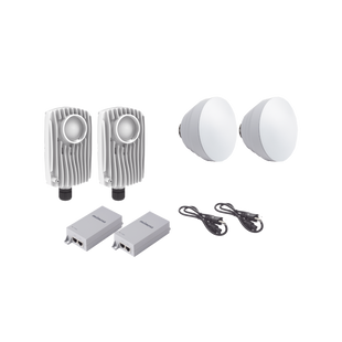 Kit de 2 radios C6X con 2 antenas de (16 dBi), rango de frecuencia extendida (5.1 a 6.4 GHz),  incluye inyector POE, cable de alimentación y 2 FLEXIMOUNT-XL para alineación