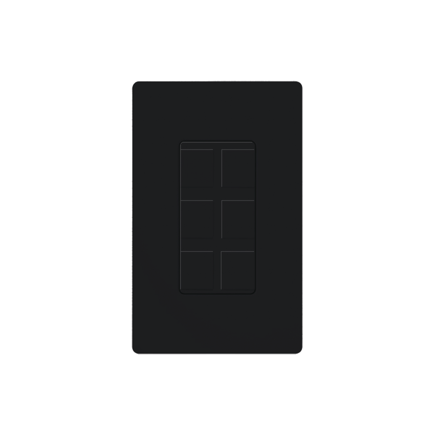 Placa de 6 puertos color negro