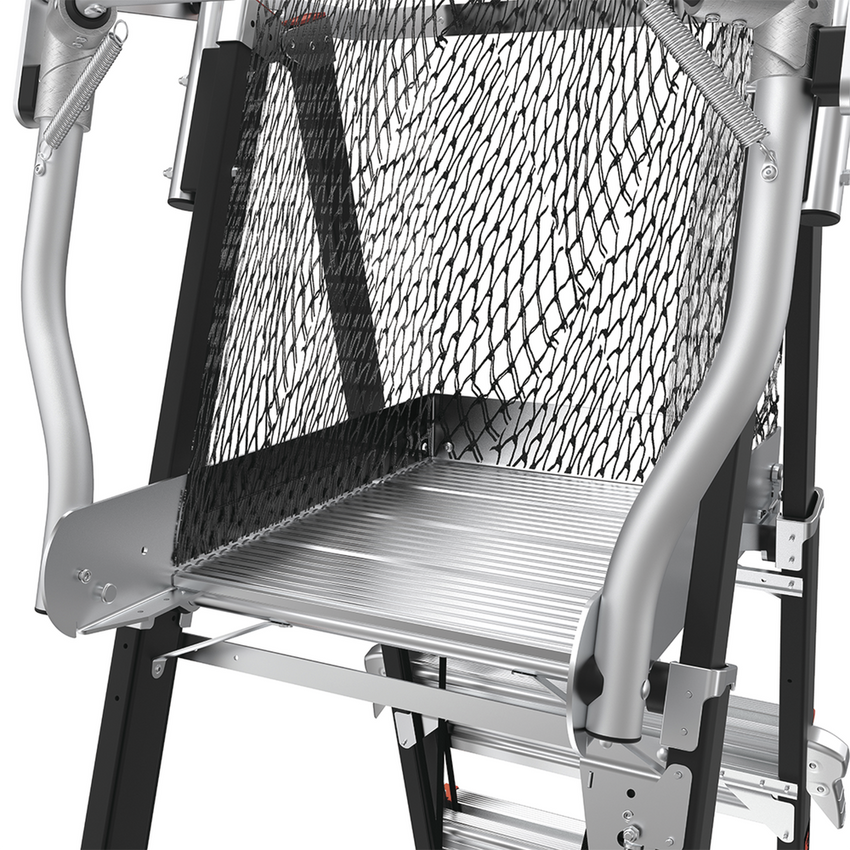 Escalera de Fibra de Vidrio  con Jaula de 8'-14' (2.44 - 4.27 m). Con Ajuste en Ruedas (RATCHET™ Leveler) (SKU:18515-817).