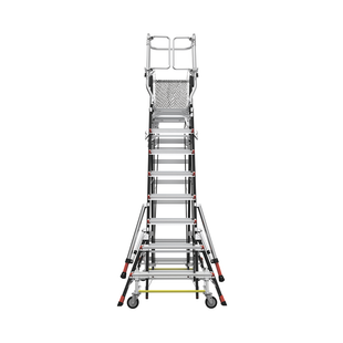 Escalera de Fibra de Vidrio  con Jaula de 8'-14' (2.44 - 4.27 m). Con Ajuste en Ruedas (RATCHET™ Leveler) (SKU:18515-817).