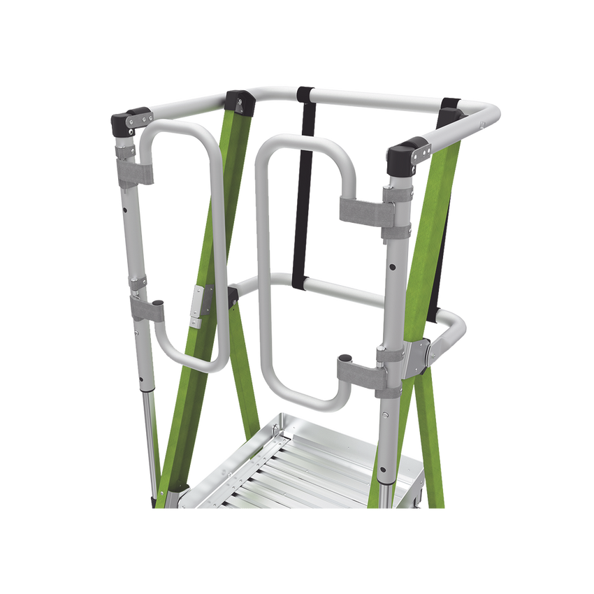 Escalera Fija de 8' (2.4m) de Fibra de Vidrio con Jaula y Peldaños de Aluminio. (SKU:19708-146).