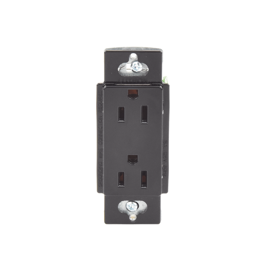 Tomacorriente, receptaculo convencional 120V, 15A, color negro.