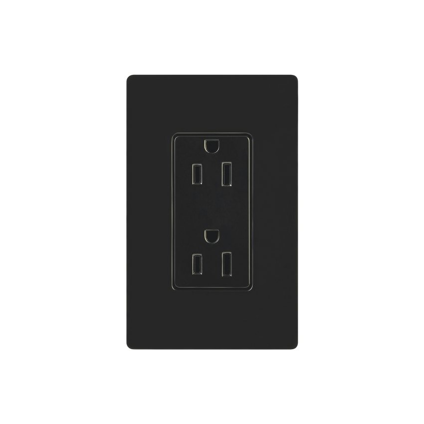 Tomacorriente, receptaculo convencional 120V, 15A, color negro.