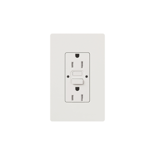 Tomacorriente 125V 15A resistente a manipulaciones, color blanco.