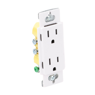 Tomacorriente receptáculo convencional  120V, 15A, color blanco.