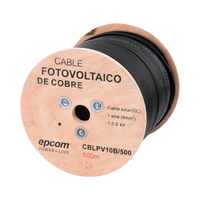 Carrete de 500 Metros / Cable Fotovoltaico Negro / 6mm² (10AWG) / Material COBRE /  2000 Vcc