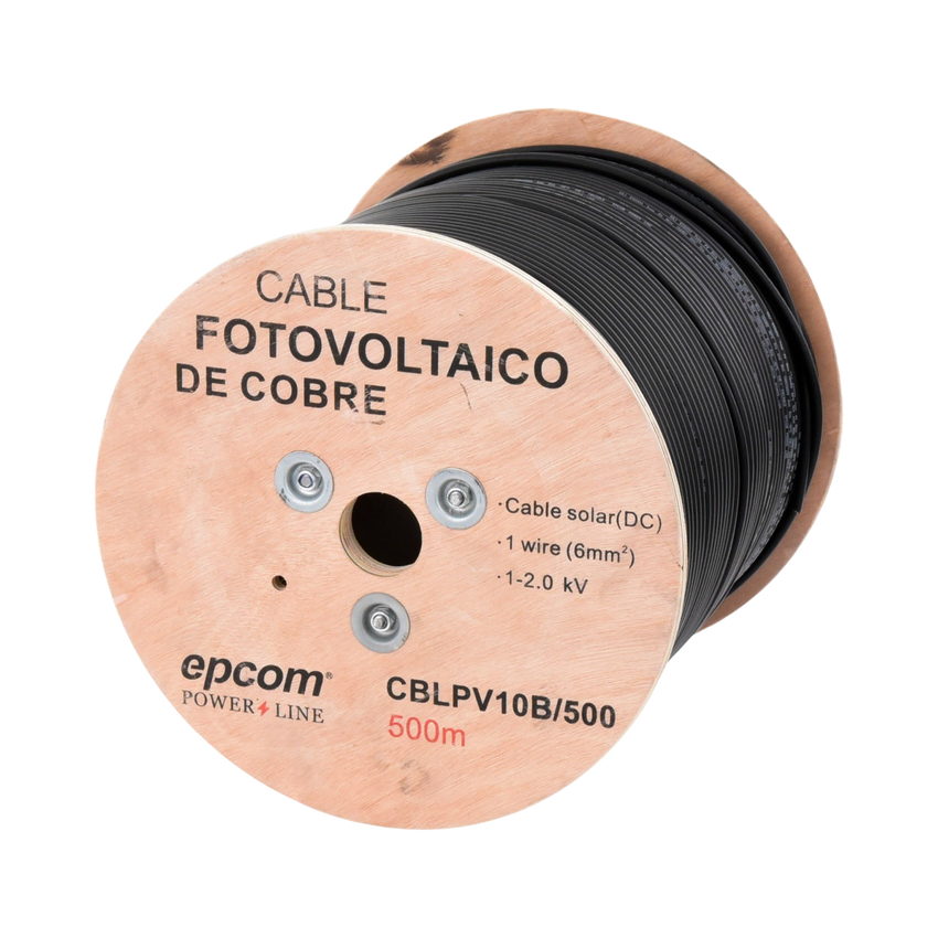 Carrete de 500 Metros / Cable Fotovoltaico Negro / 6mm² (10AWG) / Material COBRE /  2000 Vcc