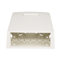 Caja de Montaje en Superficie, con Accesorio para Resguardo de Fibra Óptica, para 12 Módulos Mini-Com, Color Blanco Mate