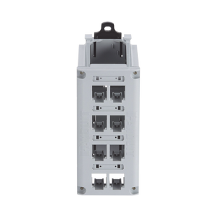 Panel de Parcheo Modular para Cobre, de Instalación en Riel DIN Estándar de 35 mm (1.38 pulgadas), 8 Puertos Mini-Com, Color Gris