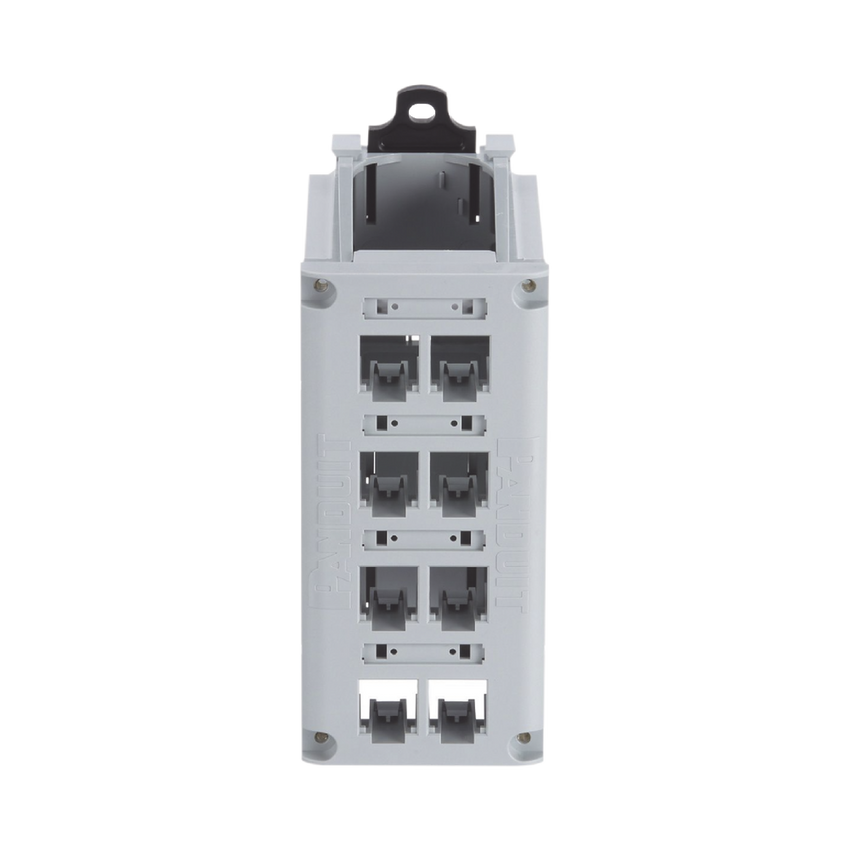Panel de Parcheo Modular para Cobre, de Instalación en Riel DIN Estándar de 35 mm (1.38 pulgadas), 8 Puertos Mini-Com, Color Gris