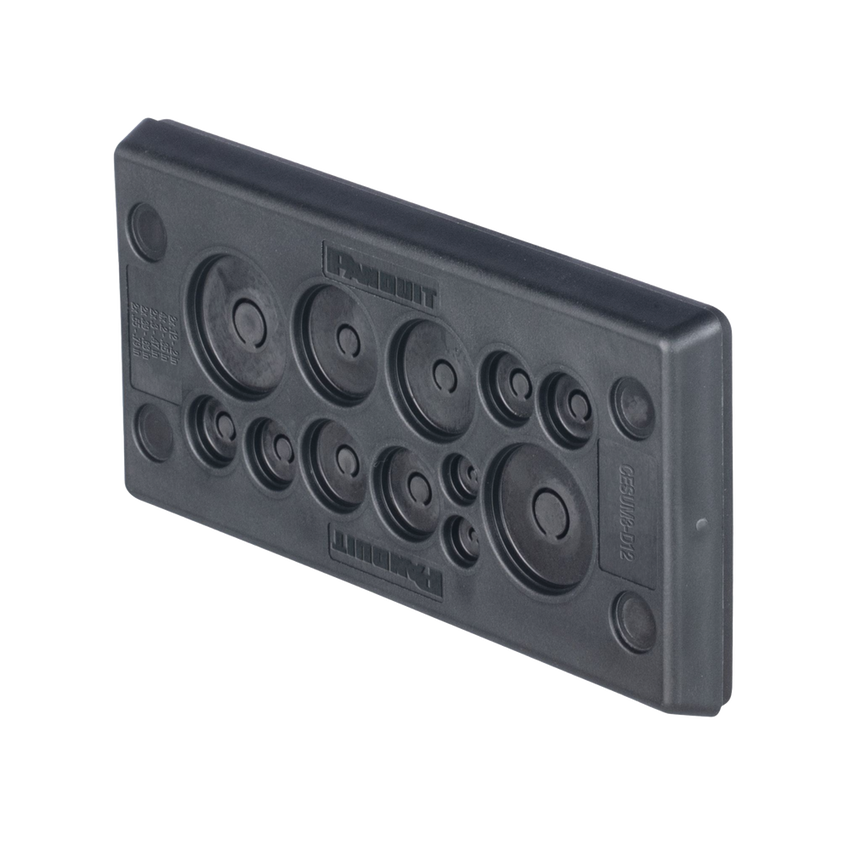 Pasacables Rectangular de Membrana, IP66, 3.39" x 1.42", 12 orificios, para Cables no Terminados. Color Negro