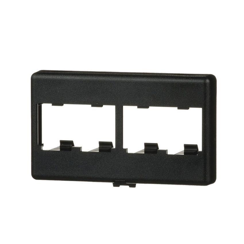 Placa de Mobiliario Modular Estándar, Salidas Para 4 Puertos Mini-Com, Color Negro