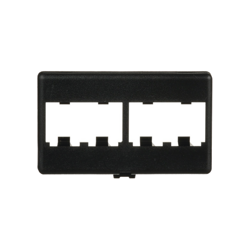 Placa de Mobiliario Modular Estándar, Salidas Para 4 Puertos Mini-Com, Color Negro