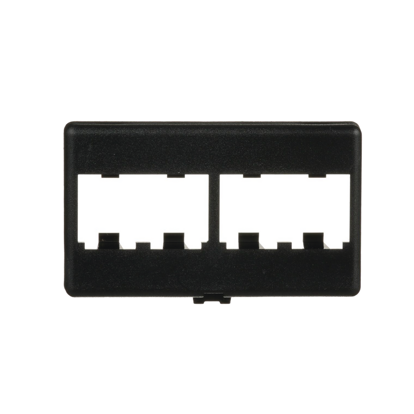 Placa de Mobiliario Modular Estándar, Salidas Para 4 Puertos Mini-Com, Color Negro