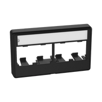 Placa de Mobiliario Modular Estándar, Salidas Para 4 Puertos Mini-Com, Con Espacio Para Etiquetas, Color Negro